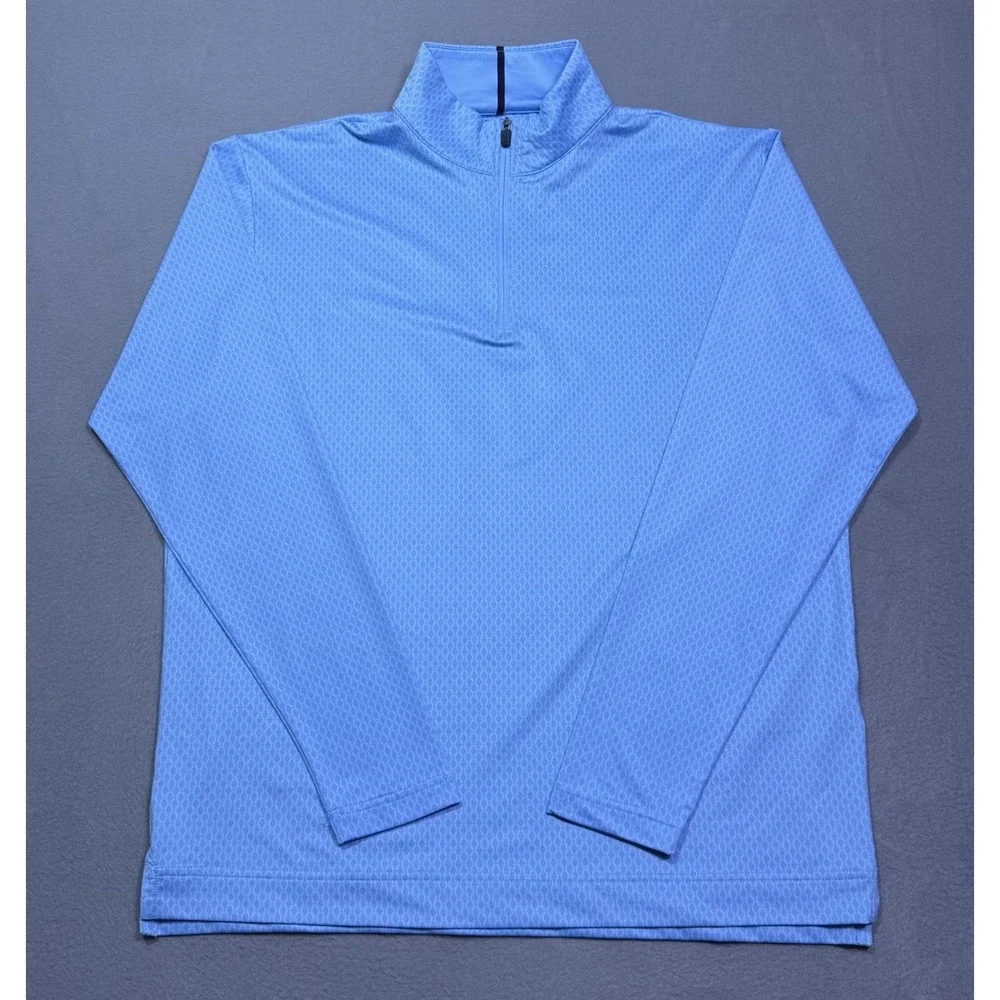 Footjoy 1/4 Zip Pullover Mens M Baby Blue Geometric Performance Golf Athleisure